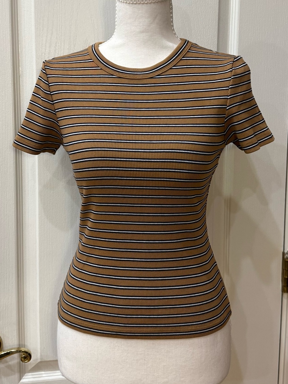 90s Vibe Veronica Beard Pruitt Striped Ribbed Crewneck Gorpcore Tee XS